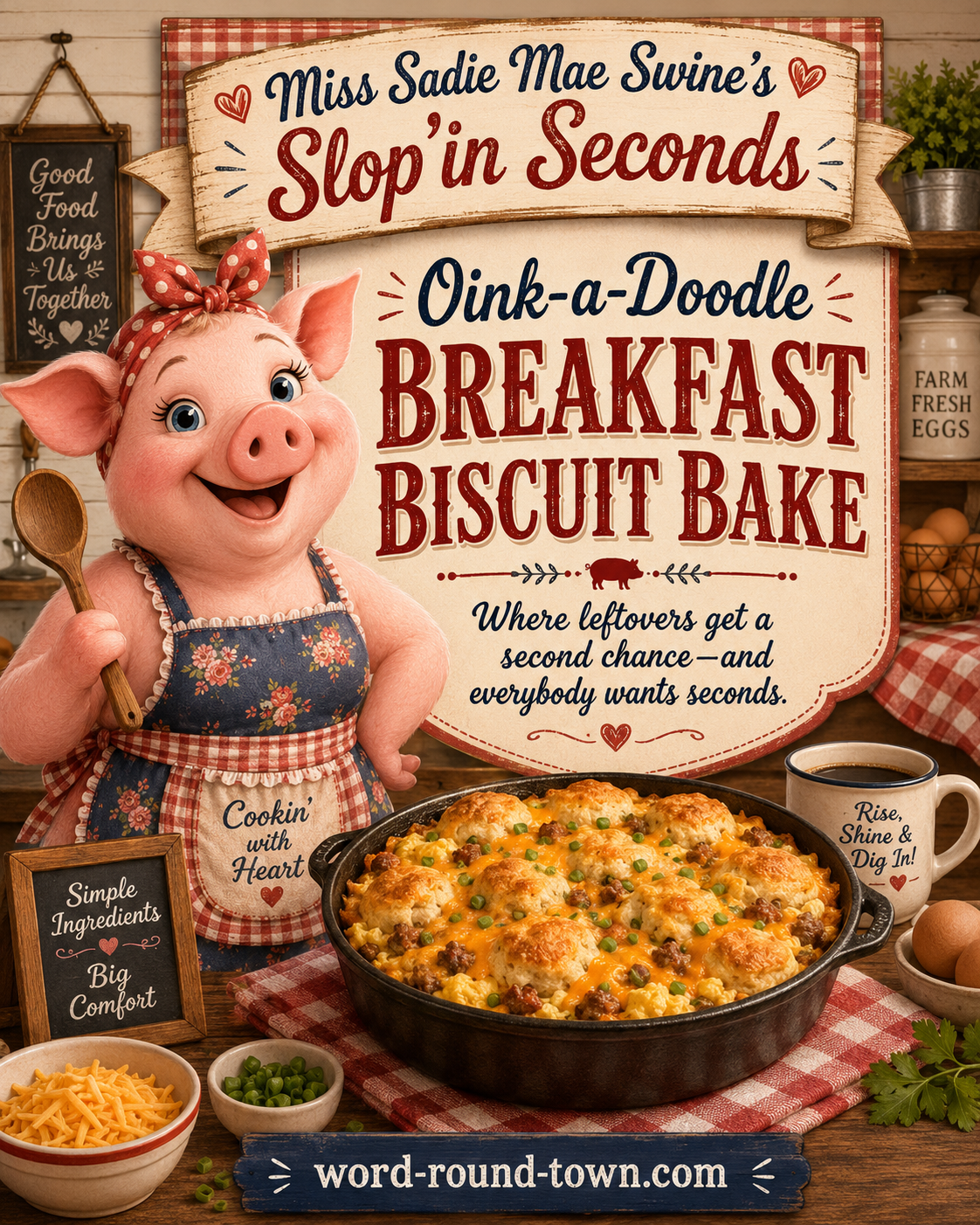 Oink-a-Doodle Breakfast Biscuit Bake